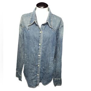 Vintage GAP western chambray button up rodeo country cowgirl denim fall large